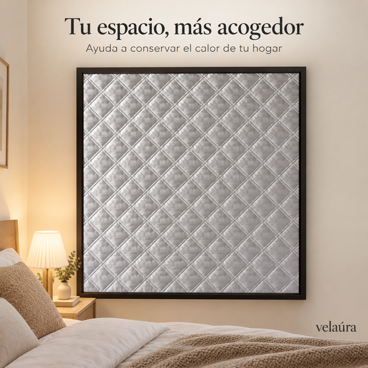 Cortina térmica Velaúra instalada en un dormitorio