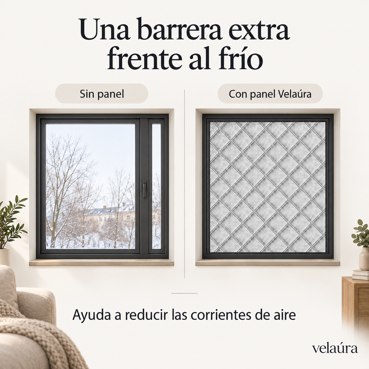 Panel aislante colocado sobre una ventana